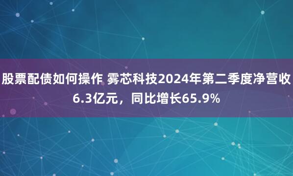 股票配债如何操作 雾芯科技2024年第二季度净营收6.3亿元，同比增长65.9%